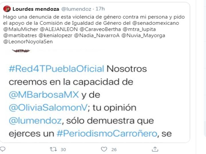 Lourdes Mendoza acusa a Miguel Barbosa de violencia. Noticias en tiempo real