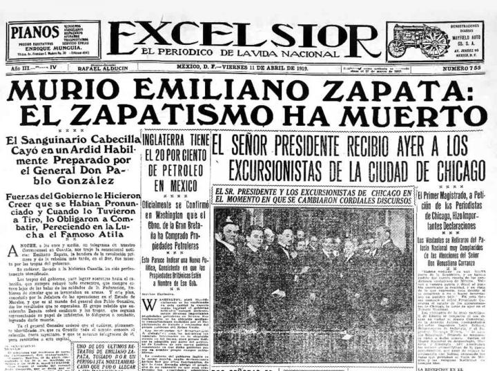 Así reportó Excélsior la muerte de Zapata hace 100 años - Foto: especial