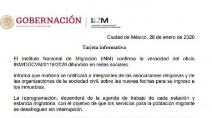 INAMI confirma suspensión de ingreso a Estaciones Migratorias y Estancias Provisionales. Noticias en tiempo real