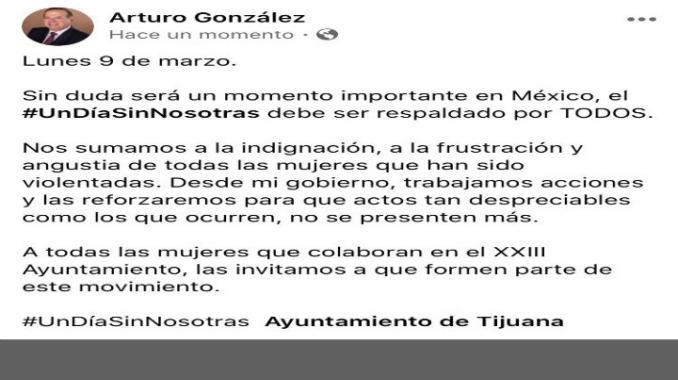 Tijuana se suma al movimiento #UnDíaSinNosotras. Noticias en tiempo real